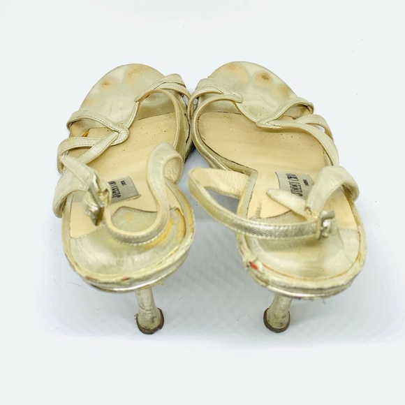 Jimmy Choo: Metallic Gold Lame & Leather, Sandals/ - Picture 2 of 16